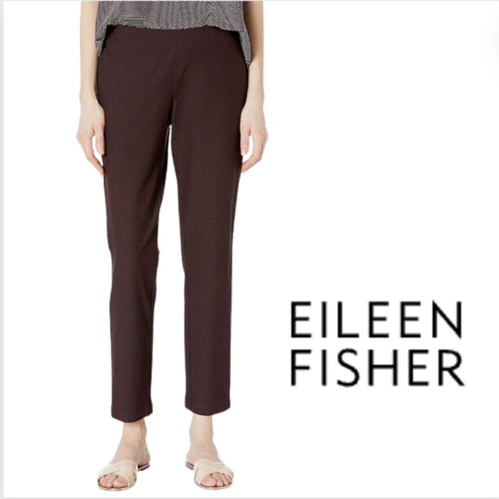 Eileen Fisher Brown Cropped Straight-Leg Pants
